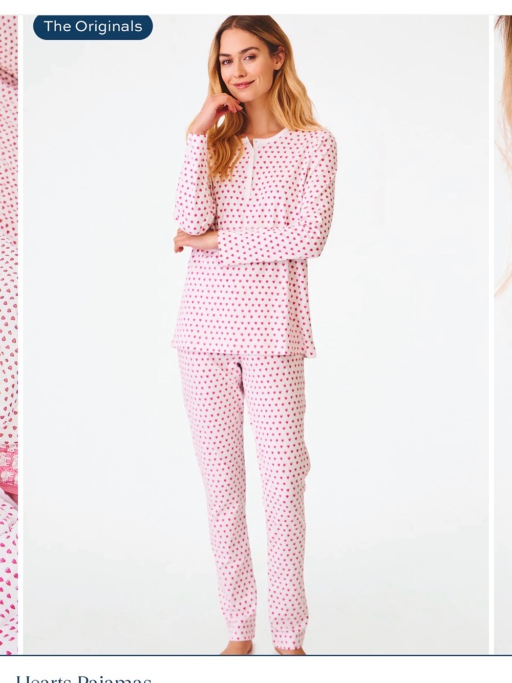 Roller Rabbit Pink and Red Heart-Print Long Sleeve Pajama Set
